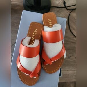Orangeish red flat sandals